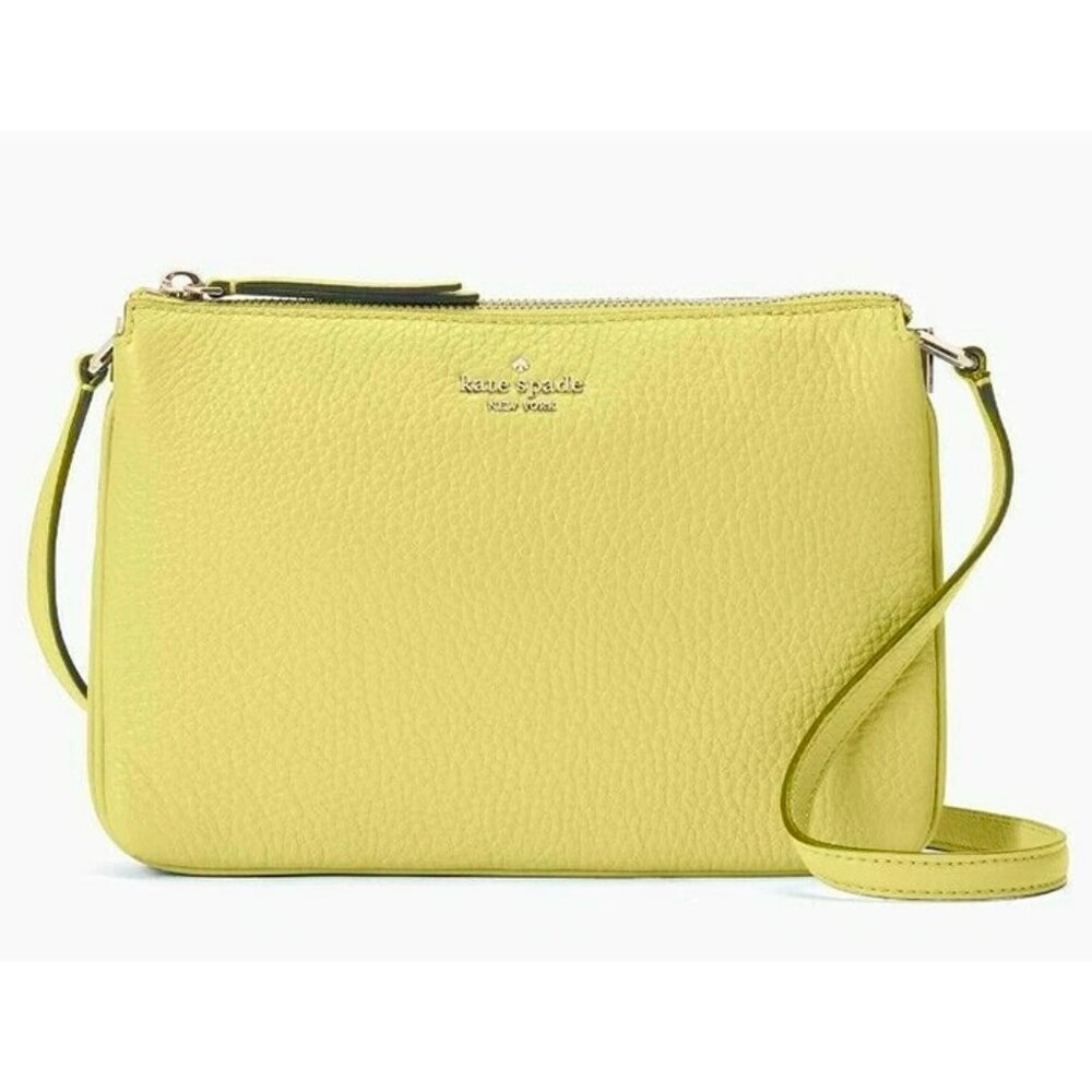 S Kate Spade Jackson Triple Gusset Yellow Leather Crossbody NWT WKRU5942 $279